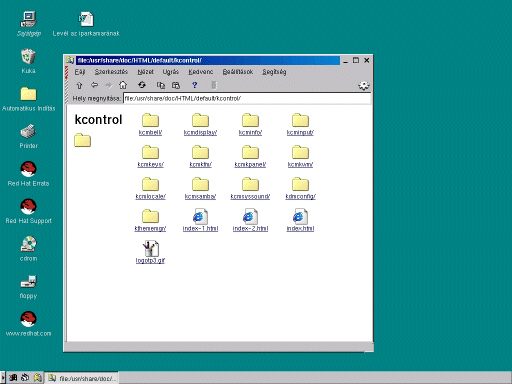Ilyen a KDE desktop - win98 témával, de lehet másmilyen is.
